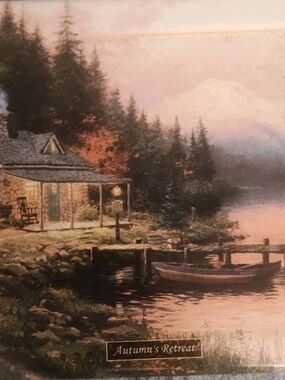 Thomas Kinkade Autumn’s Retreat Bradford Exchange Seasons of Reflection Plaque
